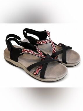 Siketu Comfort Sport Sandals Women’s Size 41 Black Red Adjustable Strappy Beach